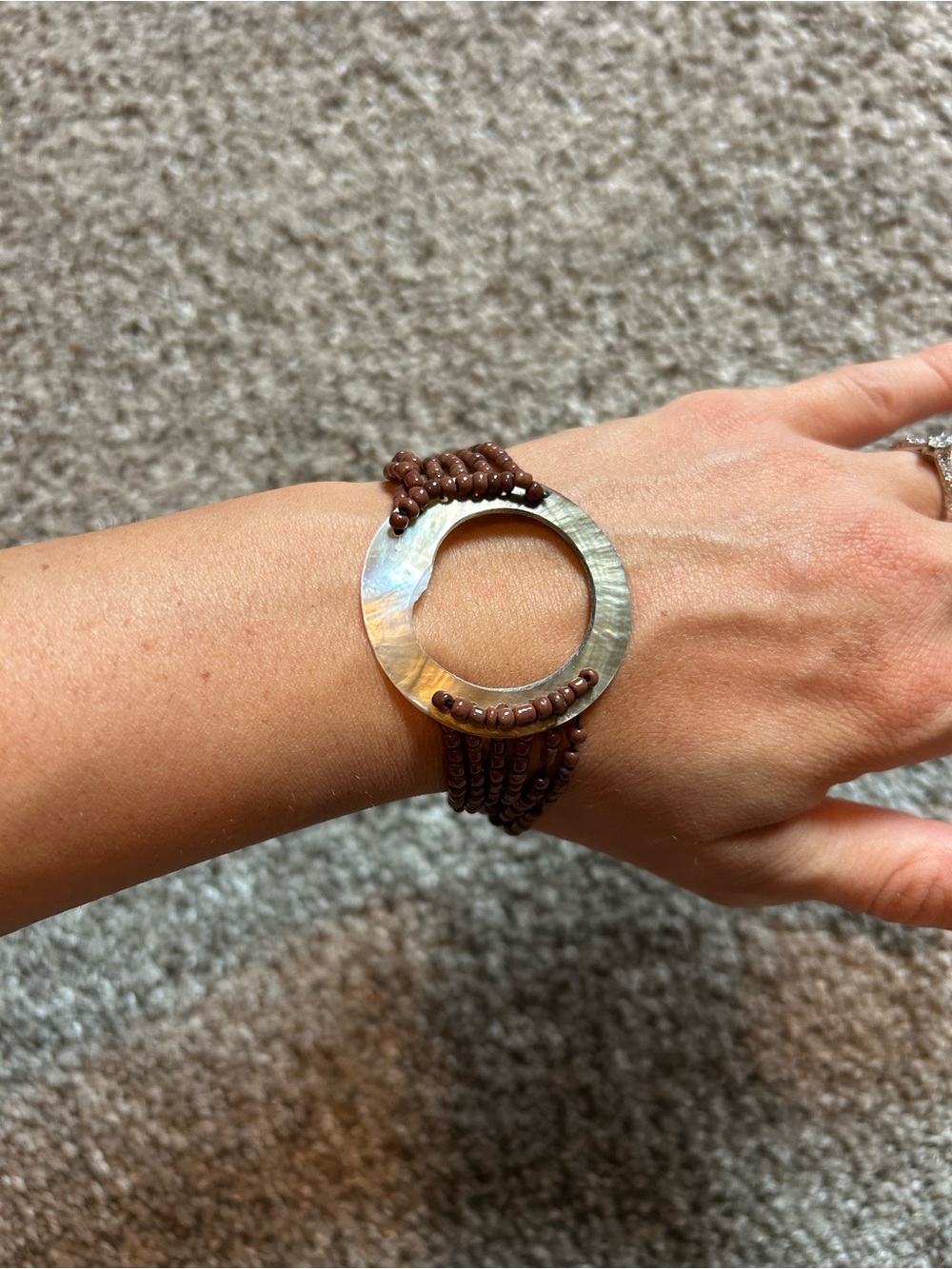 Handmade Brown Beaded Circle natural shell Bracelet